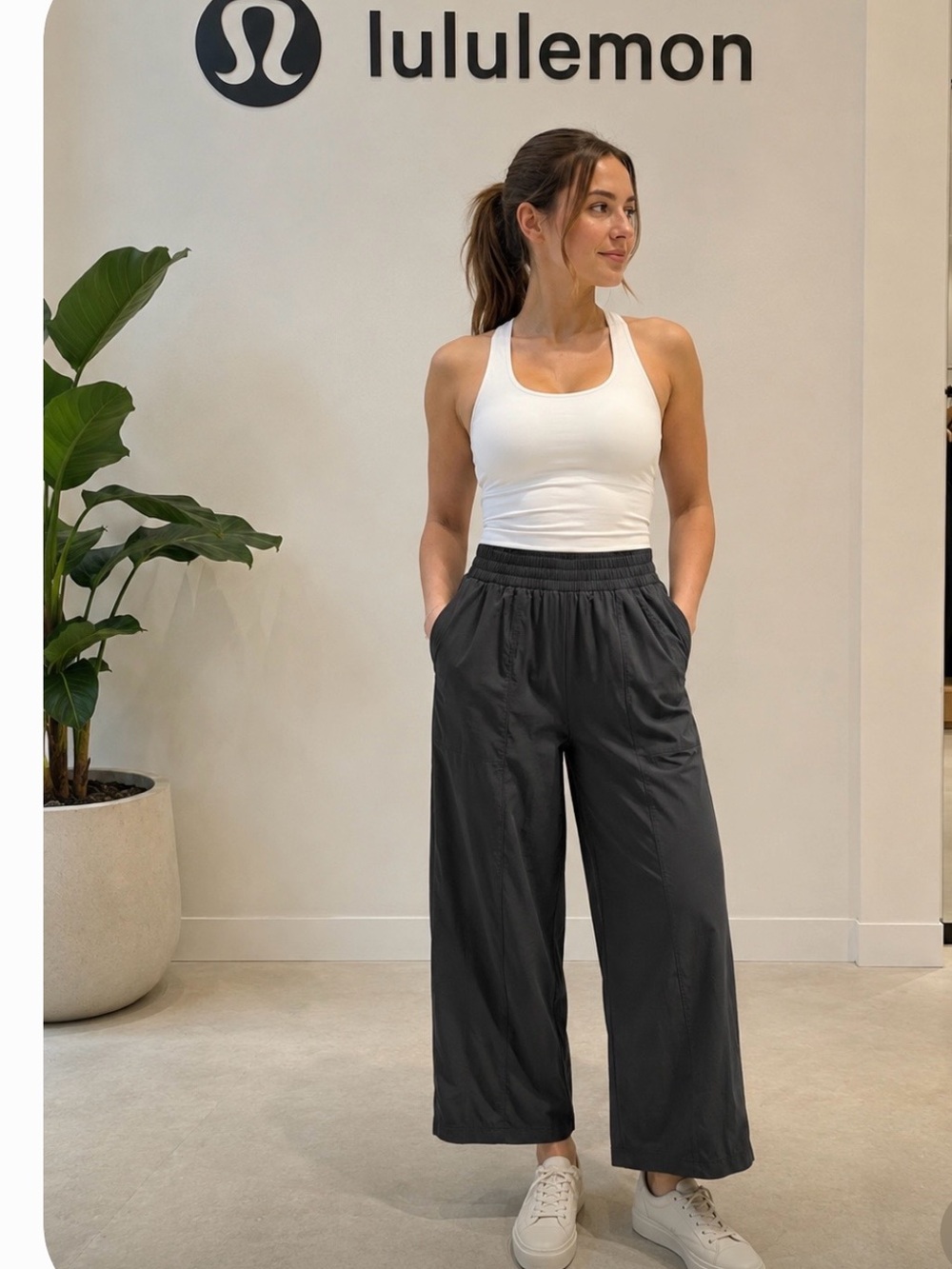 lululemon athletica Black Wide-Leg Elastic Waist Pants